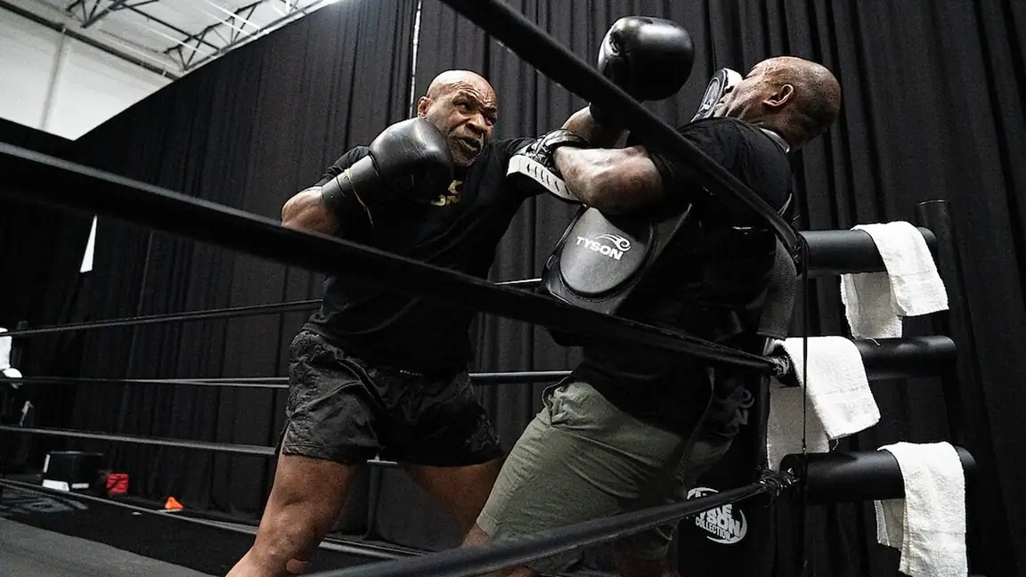 Cena da série Contagem Regressiva Jake Paul vs Mike Tyson
